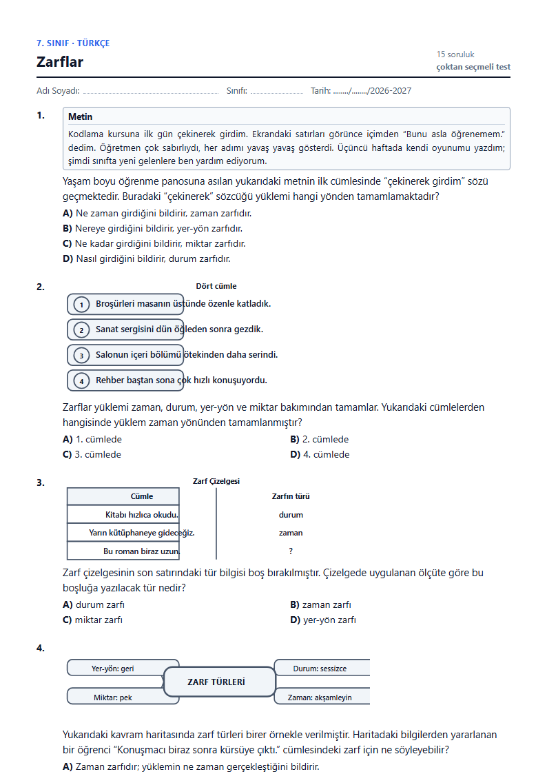 Zarflar çalışma kağıdı önizlemesi